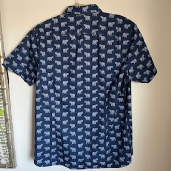 🧡3/15 Ted Baker Navy SS Geo Tiger Print Shirt Men's 4 - Picture 2 of 10